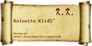Kolovits Klió névjegykártya
